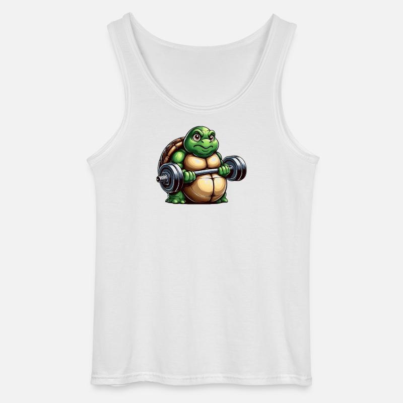 Grim Turtle Dumbbell Training Workout - Gildan Men’s Tank Top - white