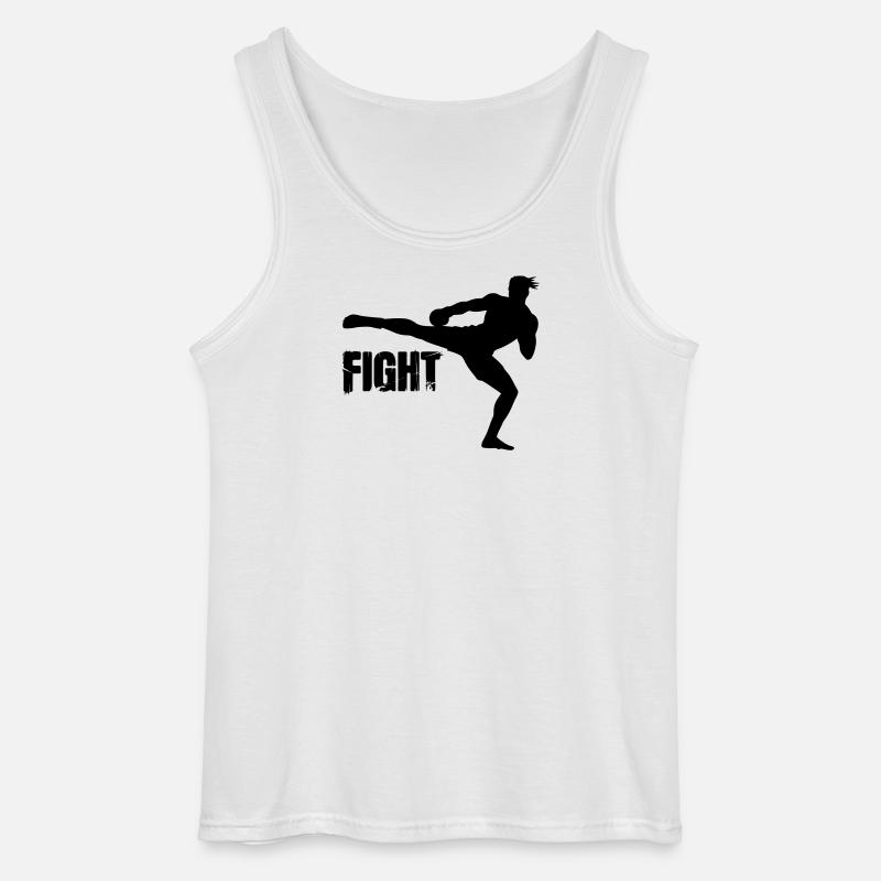 Kickboxer Silhouette mit Text Fight - Gildan Männer Tank Top - Weiß
