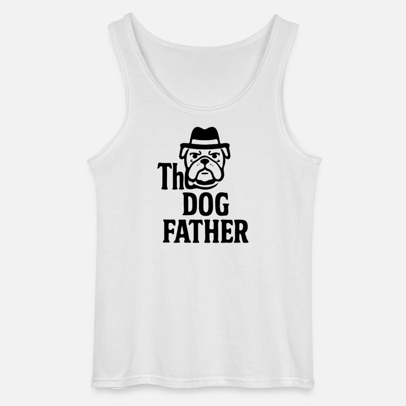 Das Maskottchen-Maskottchen-Design des Hundevaters Bulldoggenhuts - Gildan Männer Tank Top - Weiß
