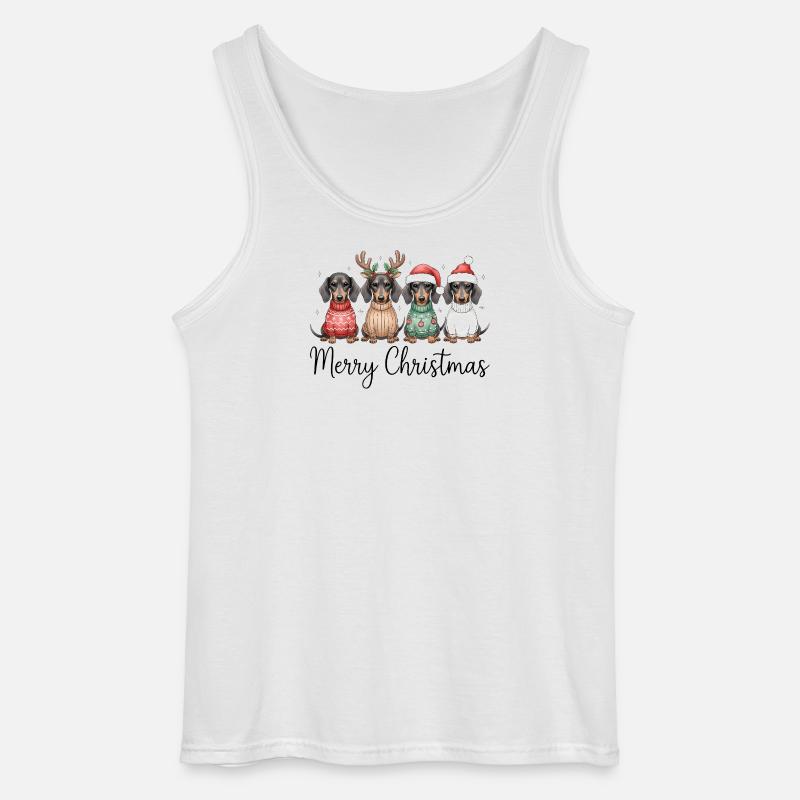 Vier Dackel, Dachshunde in Weihnachtspullover - Gildan Männer Tank Top - Weiß