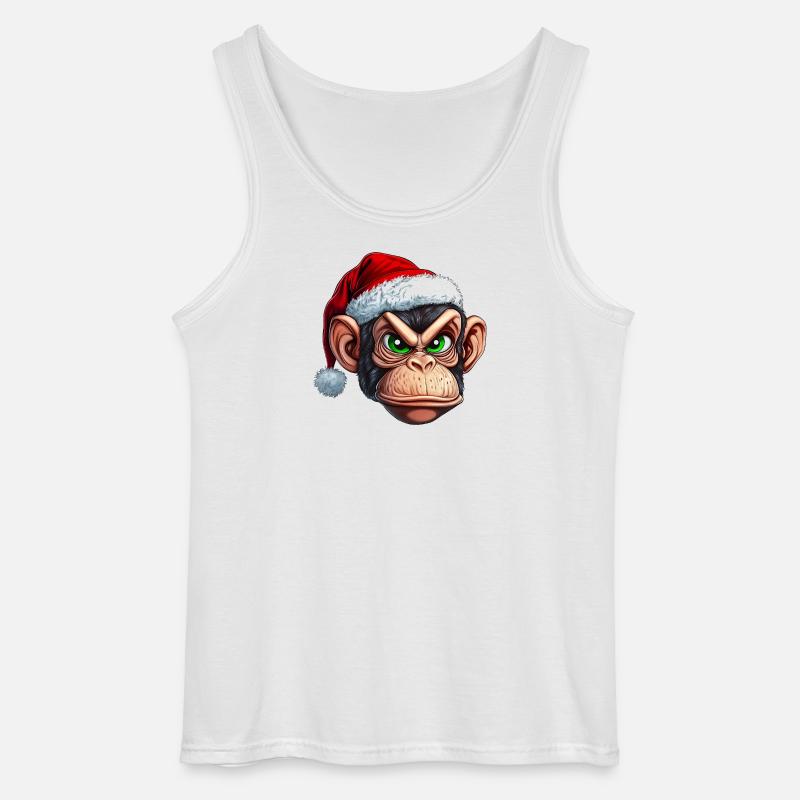 Affe mit Weihnachtsmütze :) - Gildan Männer Tank Top - Weiß