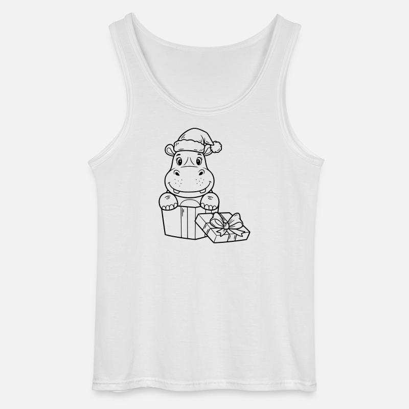 Weihnachts-Nilpferd mit Geschenken - Gildan Männer Tank Top - Weiß