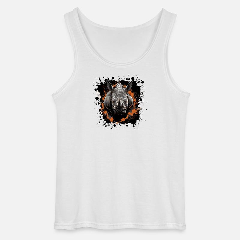 Nashorn Tier Farbklecks - Gildan Männer Tank Top - Weiß