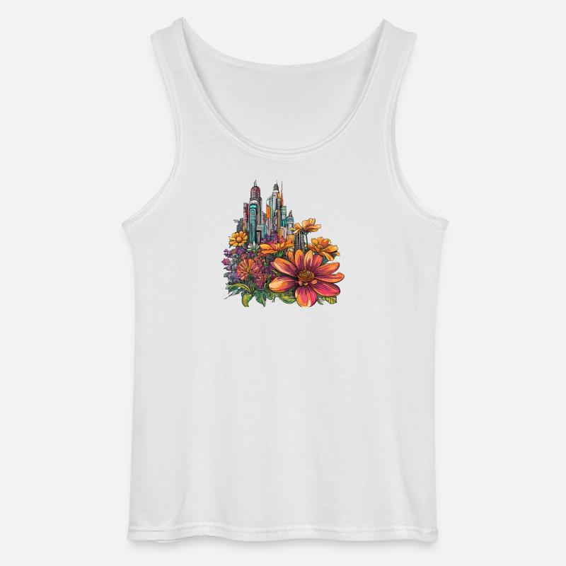 Blühende Skyline Farbexplosion - Gildan Männer Tank Top - Weiß