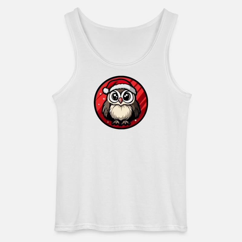 Winter Eule im Santa Hut - Gildan Männer Tank Top - Weiß