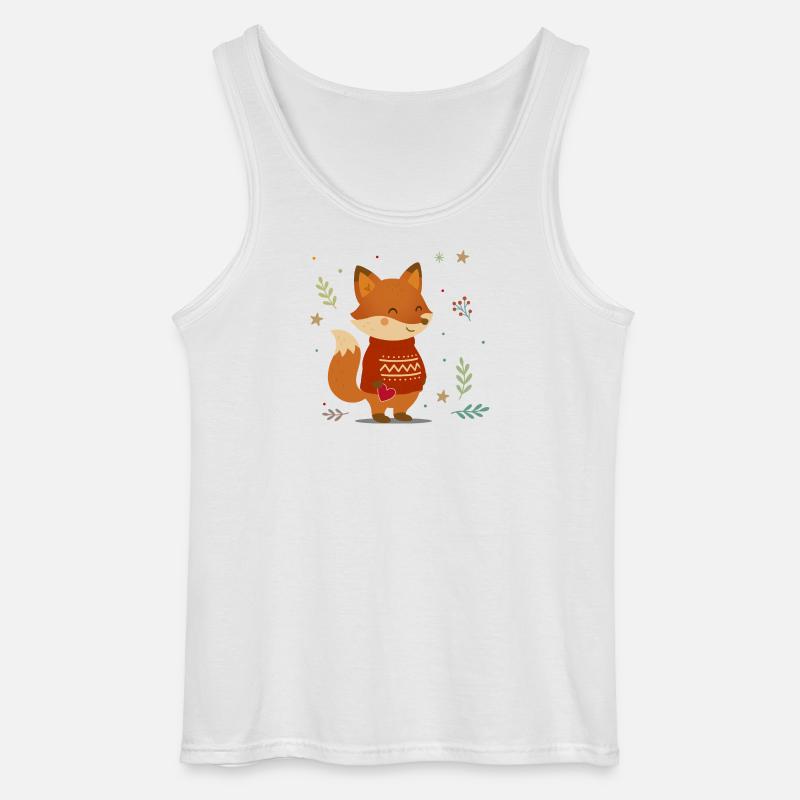 Süßer Fuchs im Pullover mit Herz - Gildan Männer Tank Top - Weiß