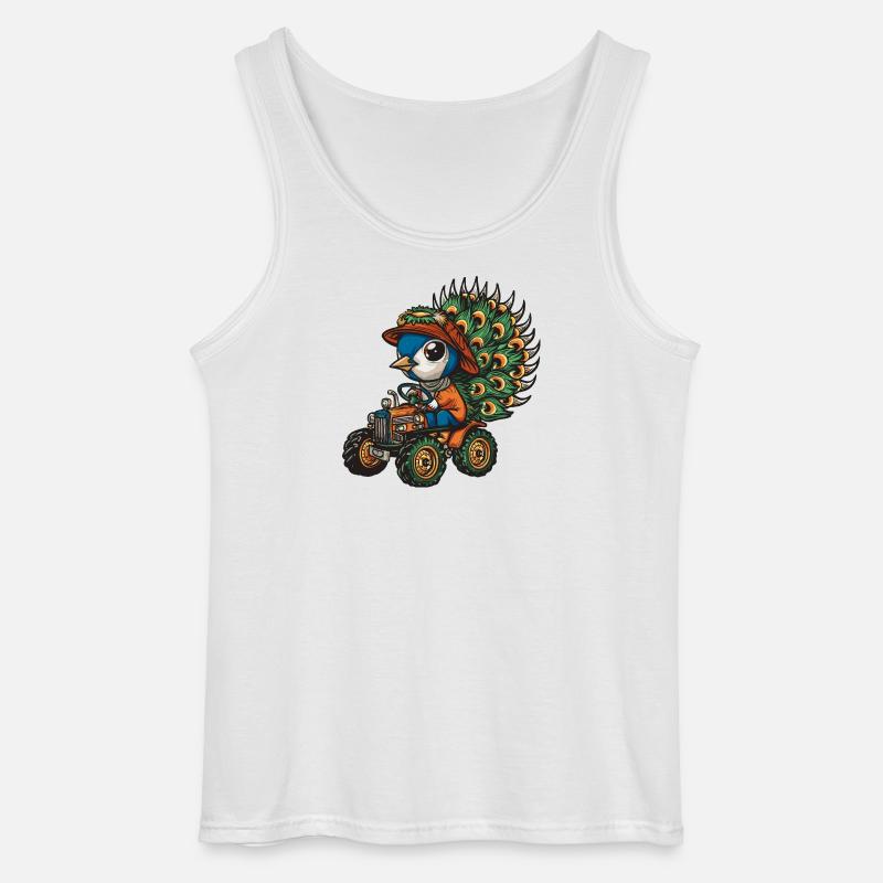 Pfau Vogel Traktor Farmer - Gildan Männer Tank Top - Weiß