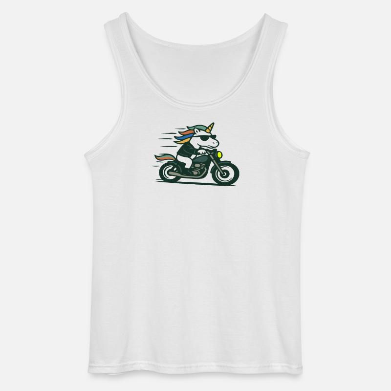 Fast Biker einhornfahrende Motorrad-Maskottchen-Kunst - Gildan Männer Tank Top - Weiß