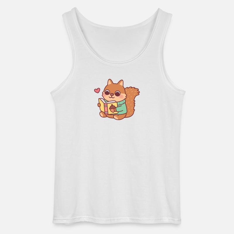 Niedliches Eichhörnchen liest ein Buch - Gildan Männer Tank Top - Weiß