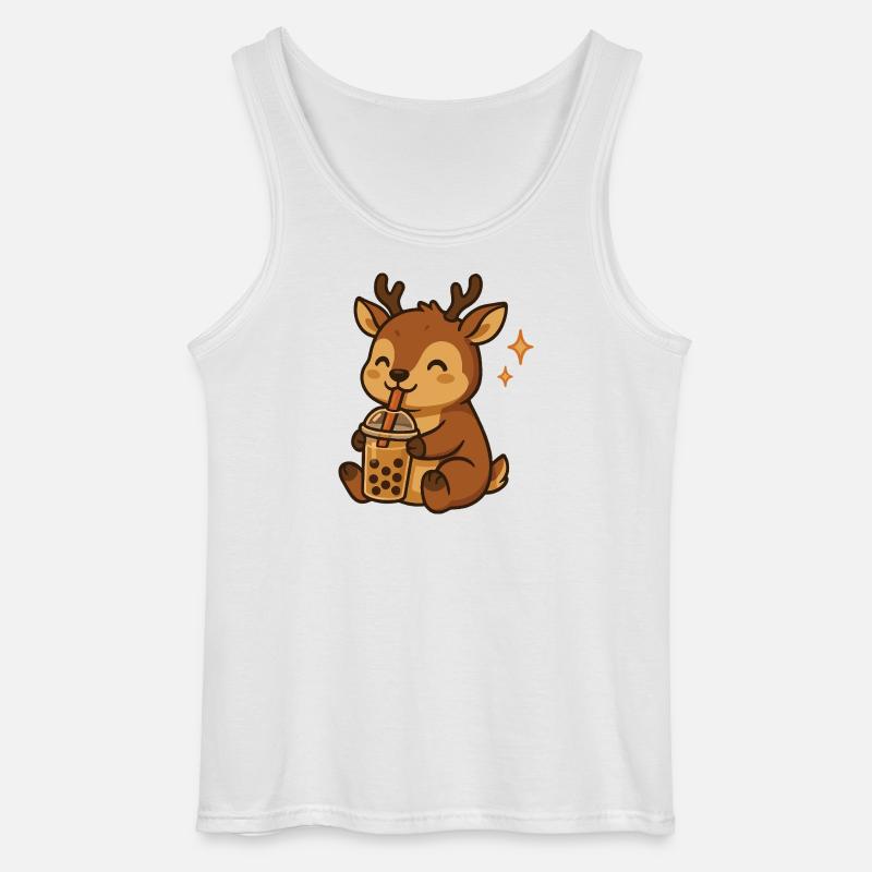 Hirsch mit Bubble Tea kawaii Hirsch - Gildan Männer Tank Top - Weiß