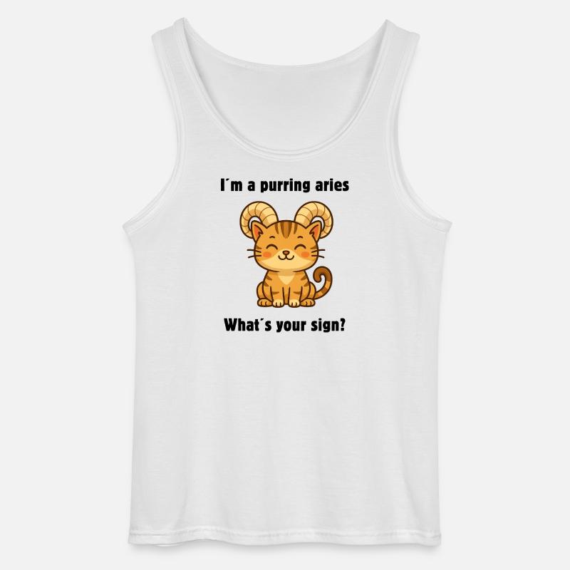 Süße Widder Katze – Starkes Sternzeichen Design - Gildan Männer Tank Top - Weiß