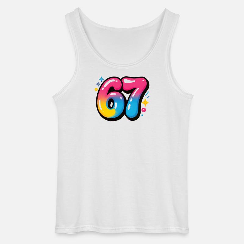 67 bunt sechs sieben bunte Luftballons - Gildan Männer Tank Top - Weiß
