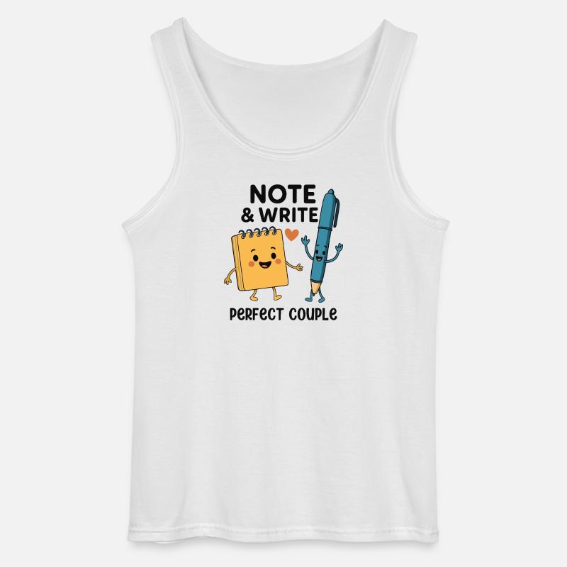 Note & Write Perfect Couple Fun Design - Gildan Men’s Tank Top - white