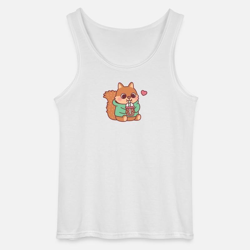 Süßes Eichhörnchen liebt Boba-Tee - Gildan Männer Tank Top - Weiß