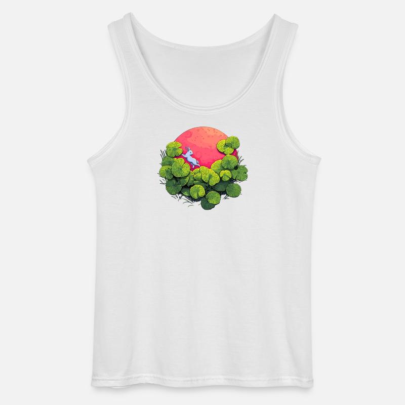 Moonlight Bunny in Leaf Forest - Gildan Men’s Tank Top - white