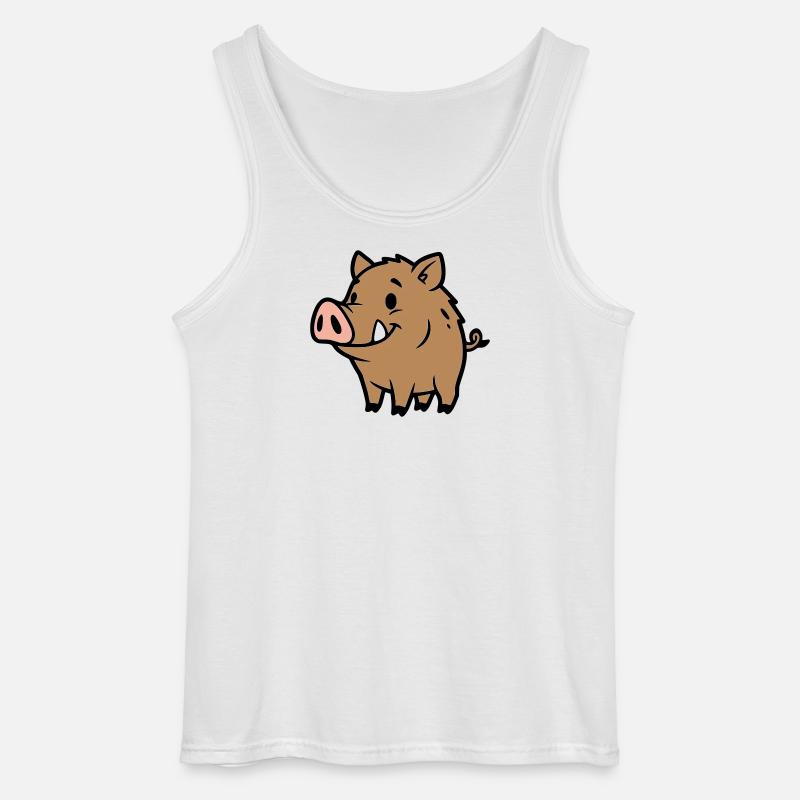 Süßes Wildschwein Comic Glücksbringer - Gildan Männer Tank Top - Weiß