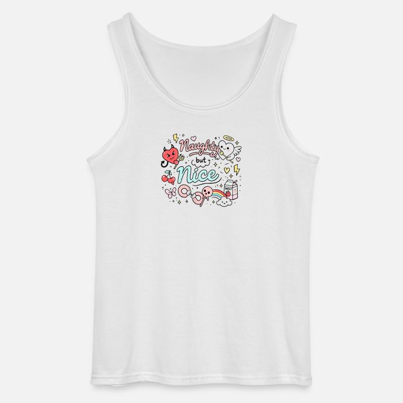 Naughty But Nice Freches Doodle Statement - Gildan Männer Tank Top - Weiß