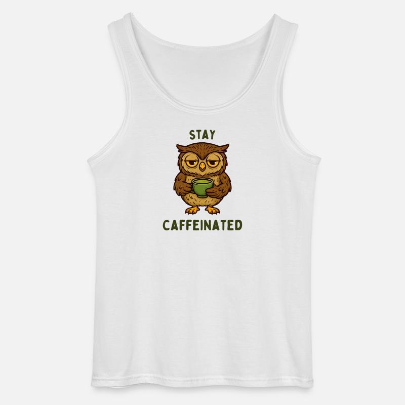Bleib Kaffeiniert – Eulenmotiv - Gildan Männer Tank Top - Weiß