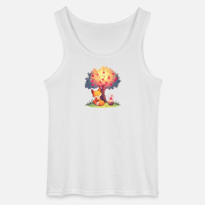 Fuchs am Apfelbaum mit Cupcake - Gildan Männer Tank Top - Weiß