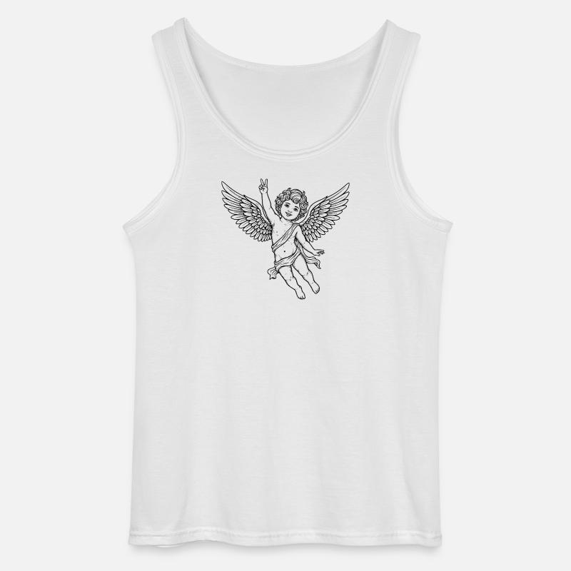 Fröhlicher Friedens-Engel mit Peace-Zeichen - Gildan Männer Tank Top - Weiß