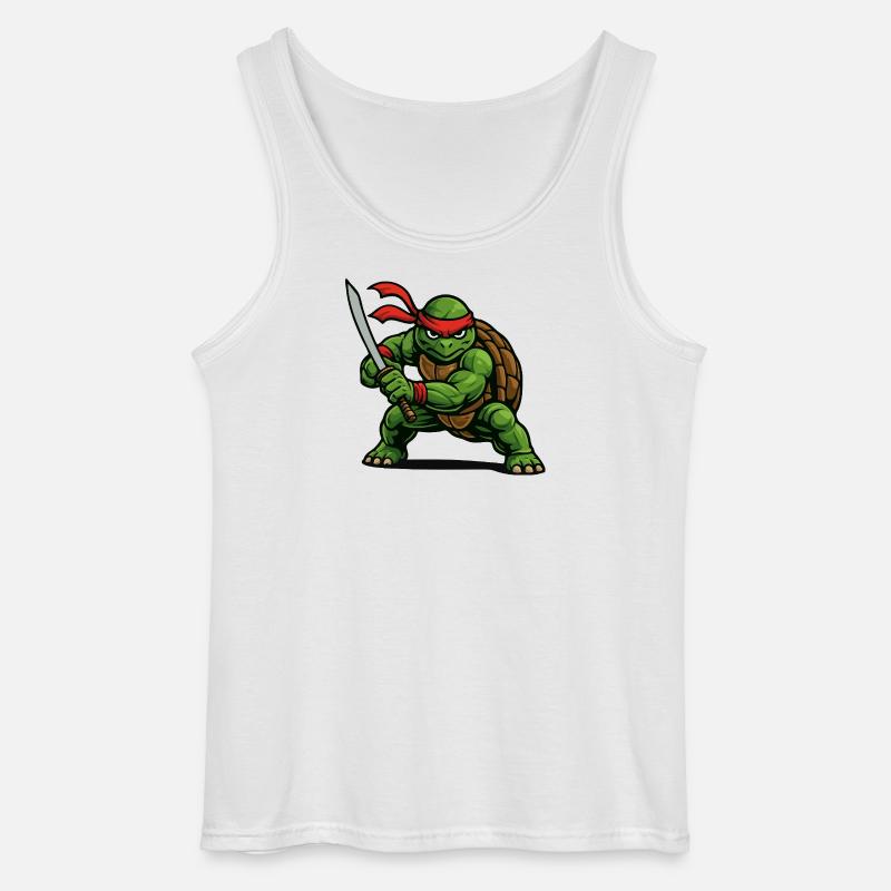 Ninjakrigerskilpadde med katanasverd - Gildan singlet for menn - hvit