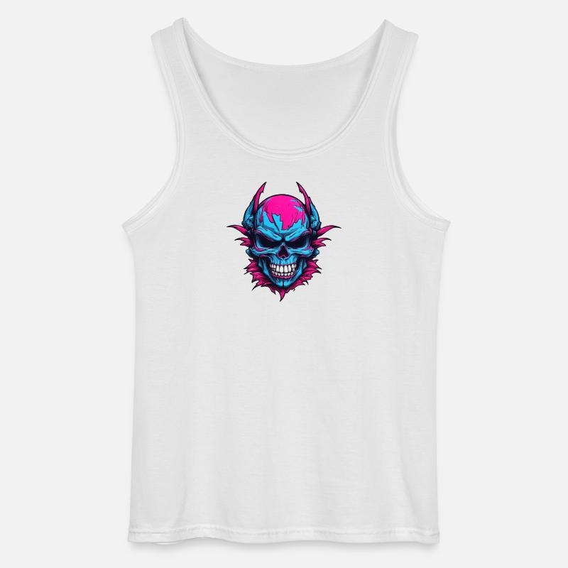 Neon Teufels Schädel - Gildan Männer Tank Top - Weiß