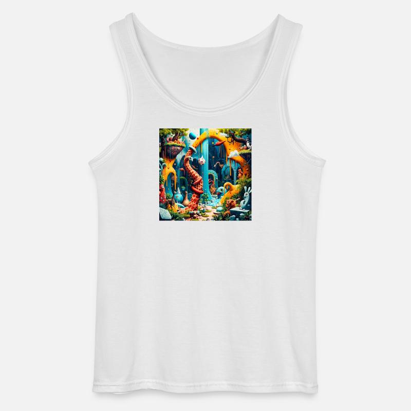 Bunter Traumwelt-Dinosaurier - Gildan Männer Tank Top - Weiß
