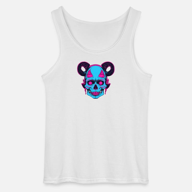 Neon Schädel mit Ramshorn - Gildan Männer Tank Top - Weiß