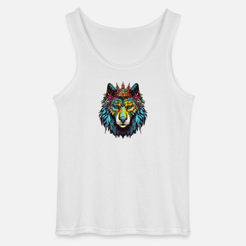 Wolf Comic Krone - Gildan Männer Tank Top - Weiß