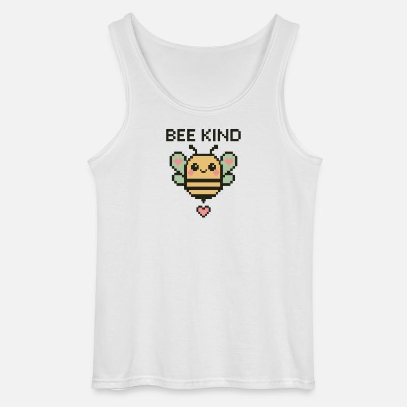 Bee Kind - Pixelbiene mit Herzchen - Gildan Männer Tank Top - Weiß