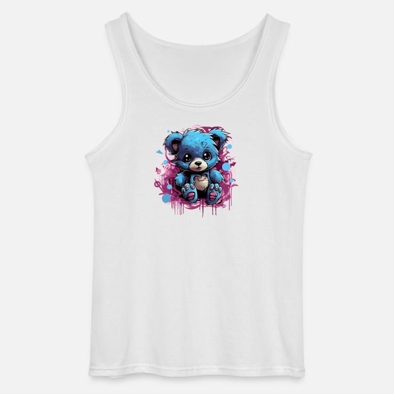 Blue Cuddly Bear Graffiti Pop - Gildan Men’s Tank Top - white