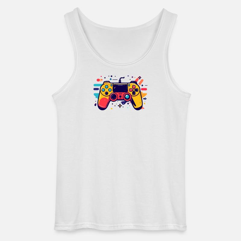 Farbiger Spielcontroller Gaming Popkunst Motiv - Gildan Männer Tank Top - Weiß
