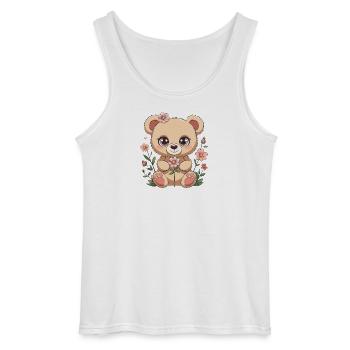 Cuddly bear with flowers - Gildan Men’s Tank Top - white - Front - AI Model Male 185 dark (185cm)