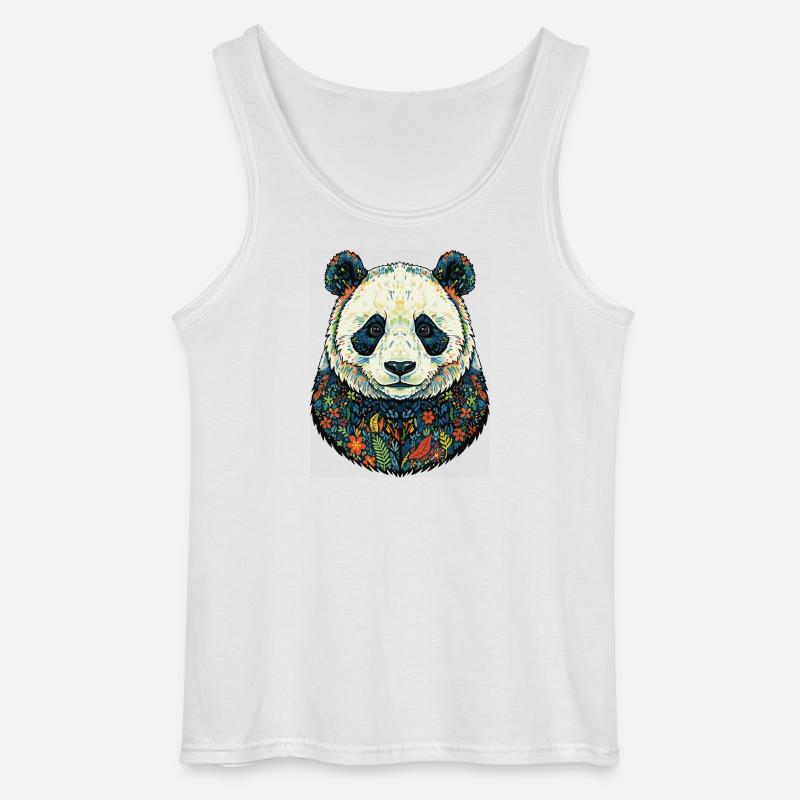 Flora-Panda-Porträt mit Blumen - Gildan Männer Tank Top - Weiß