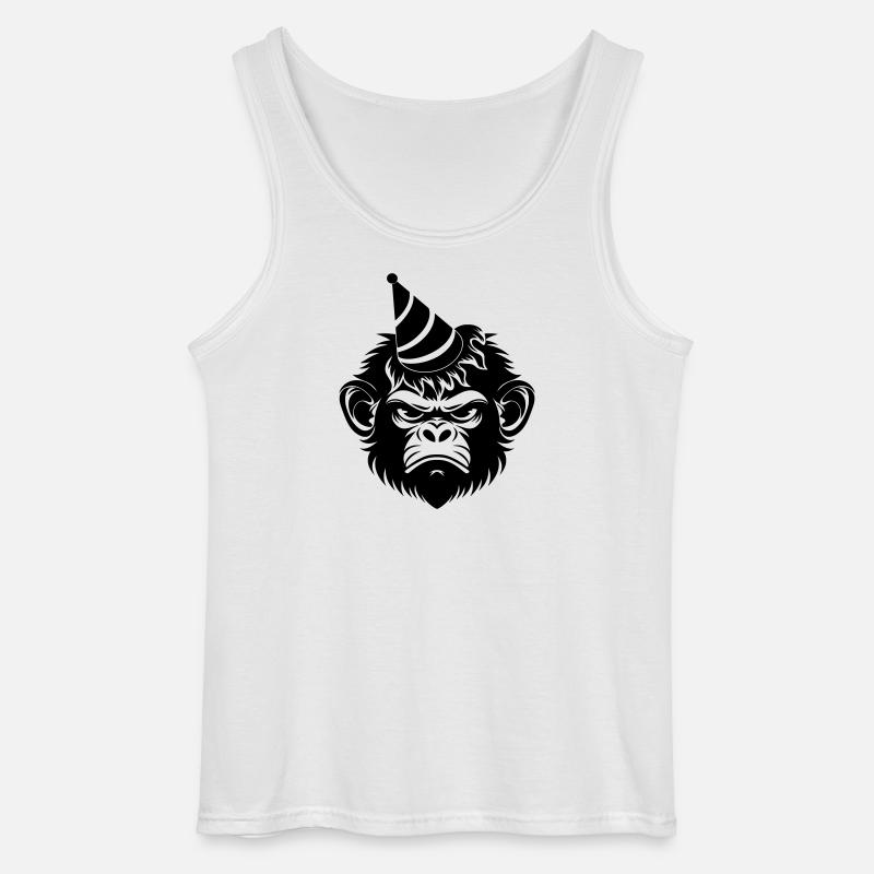 Launischer Affe mit Party-Hut - Gildan Männer Tank Top - Weiß