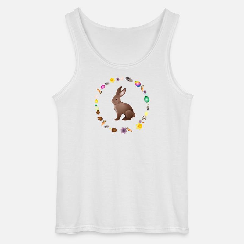 Easter bunny in Easter spring wreath - Gildan Men’s Tank Top - white