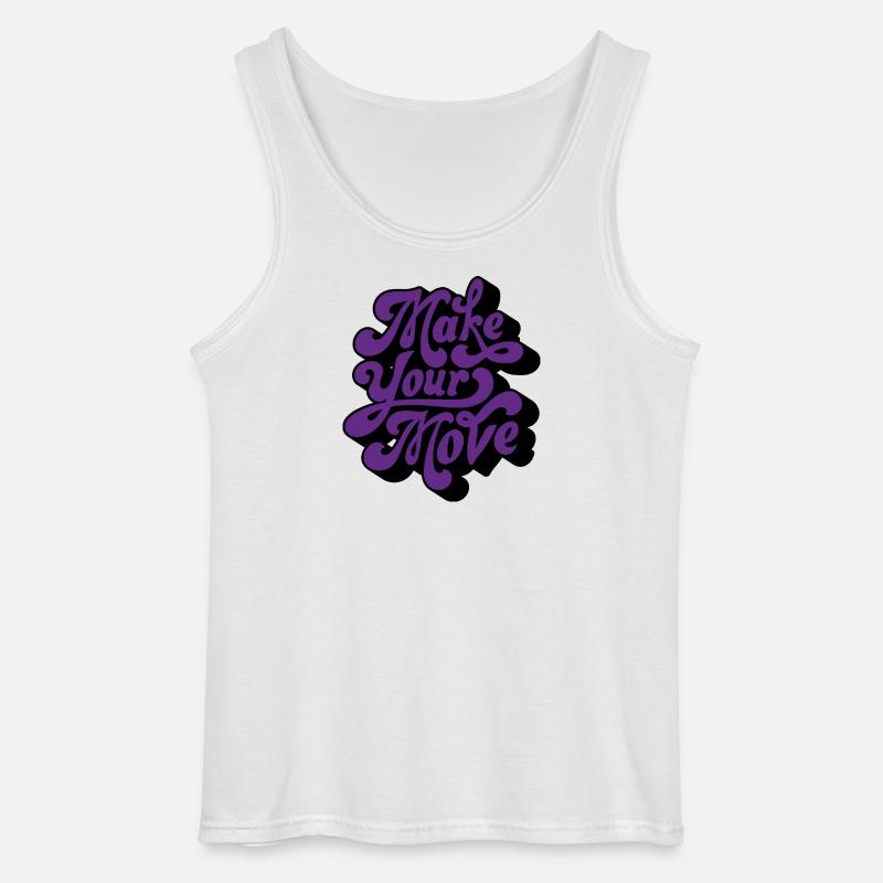 Make Your Move Retro Script - Gildan Men’s Tank Top - white