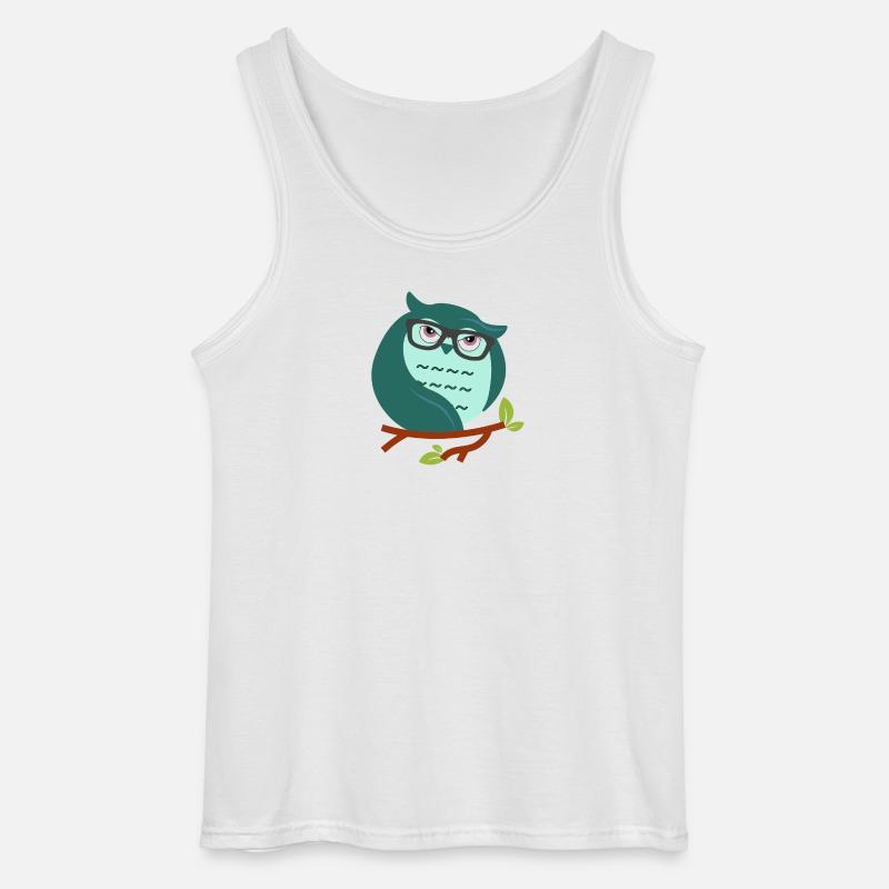 Cartoon-Eule mit schicke Brille - Gildan Männer Tank Top - Weiß