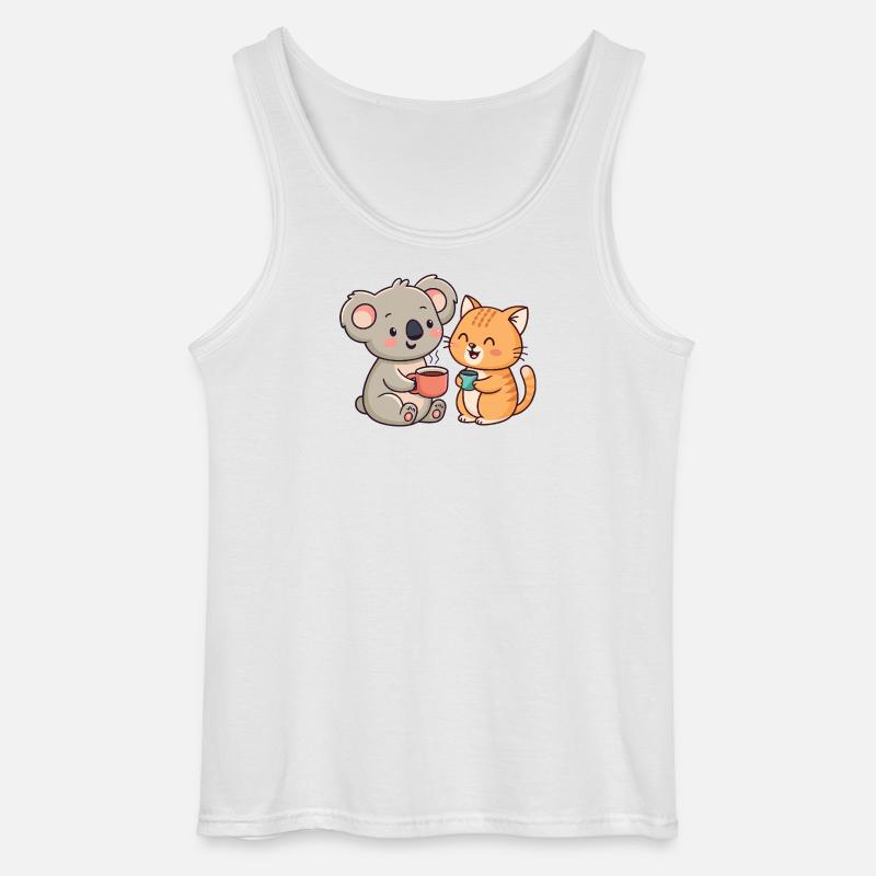 Freundschaft, Kaffee, Koala und Katze - Gildan Männer Tank Top - Weiß