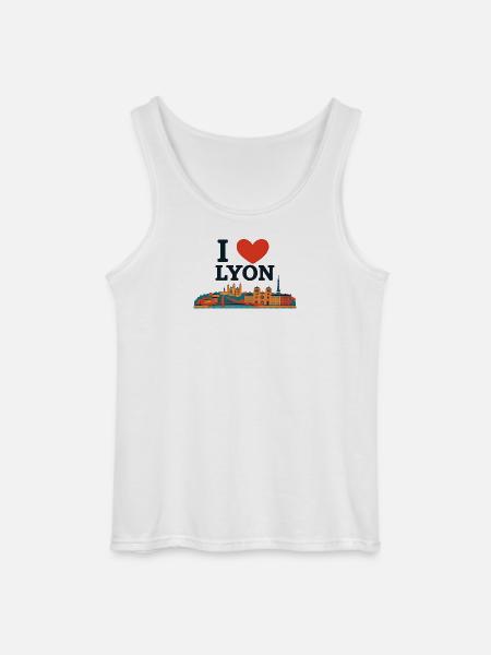 I Love Lyon – Bunte Skyline - Gildan Männer Tank Top - Weiß