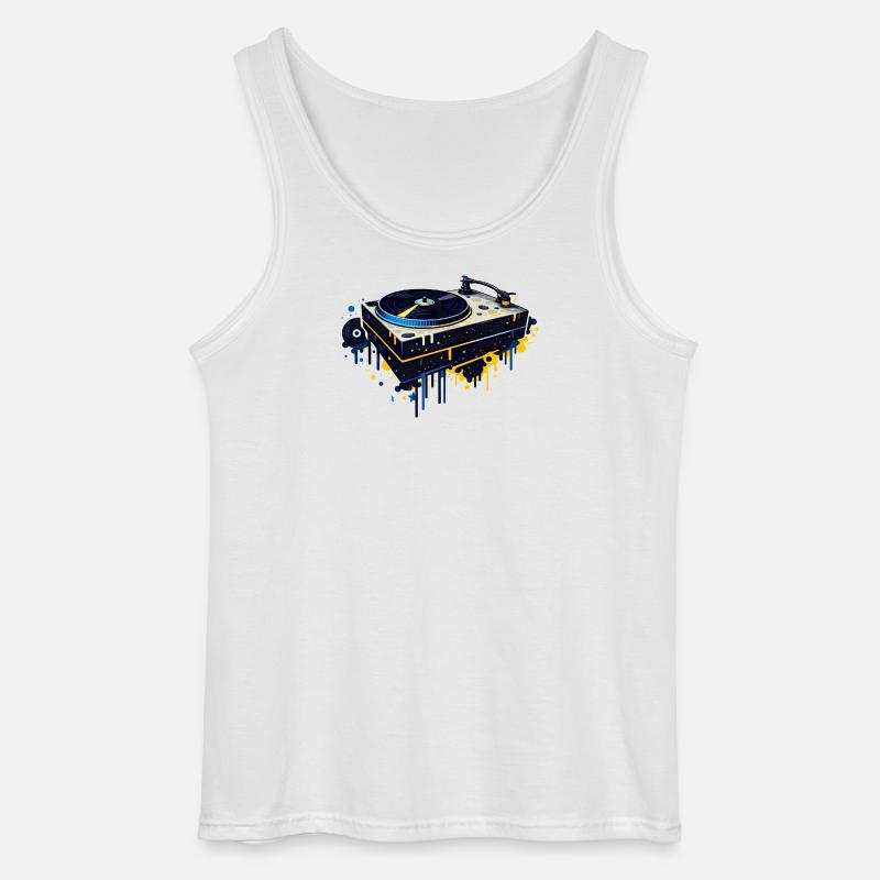 Graffiti Turntable Design - Gildan Men’s Tank Top - white