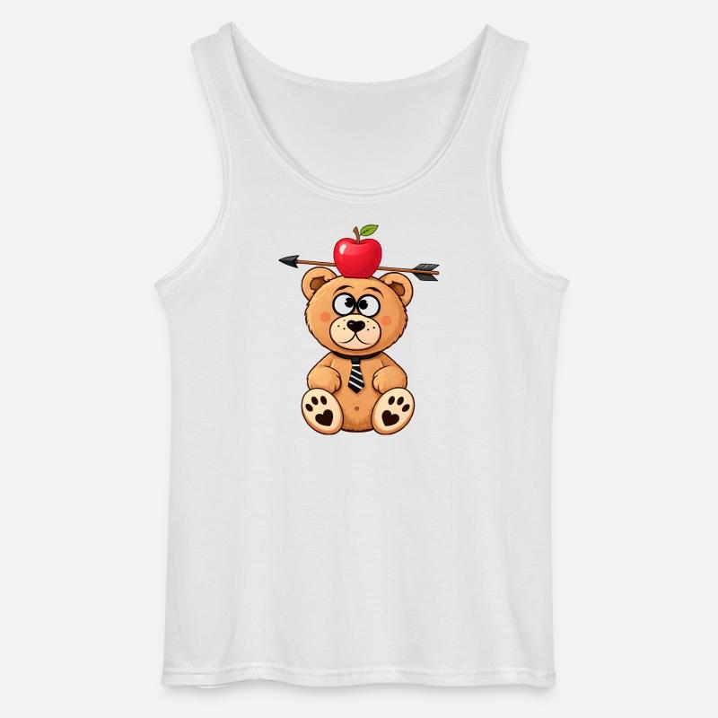 Witziger Bär mit Apfel und Pfeil - Gildan Männer Tank Top - Weiß