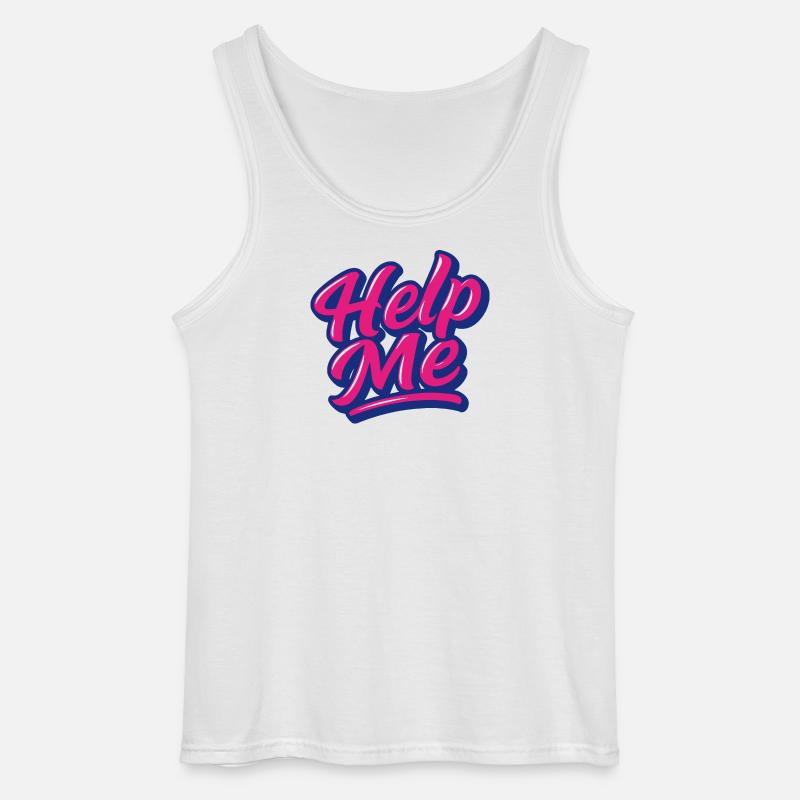 Help Me Neon Script - Gildan Men’s Tank Top - white