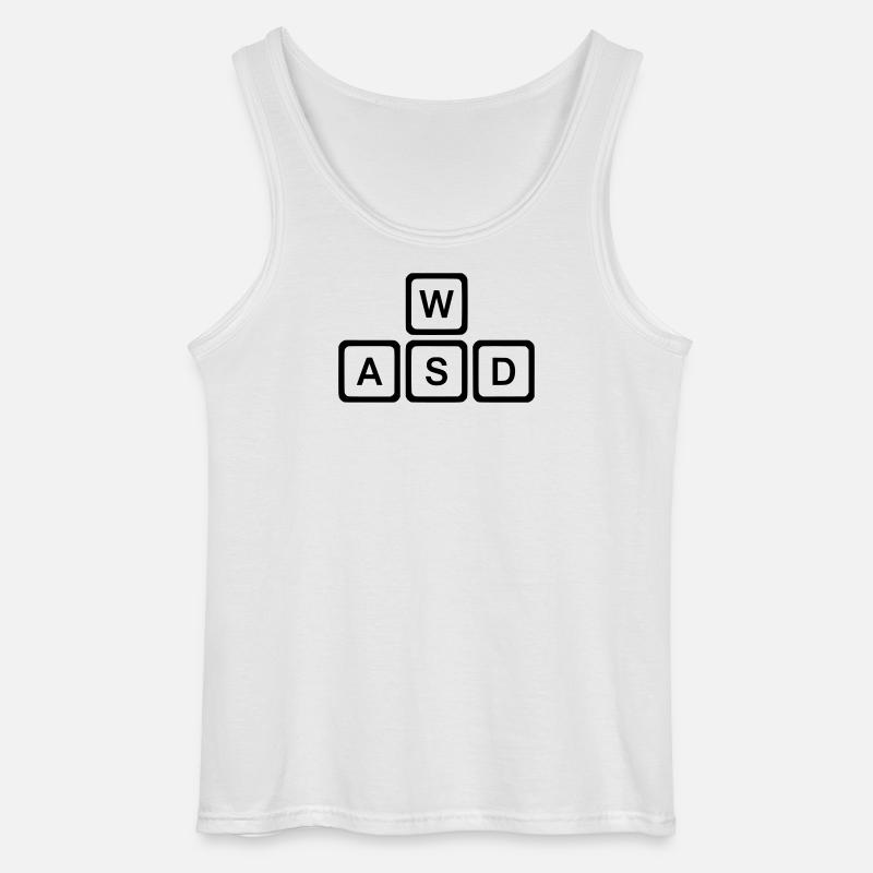 WASD Keys, PC Gaming Nerd Vector - Débardeur Gildan Homme - blanc