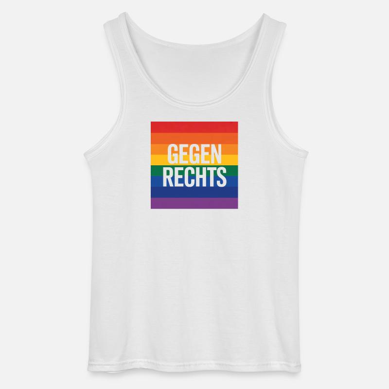 Gegen Rechts - Antifa Regenbogen Tee - Gildan Männer Tank Top - Weiß