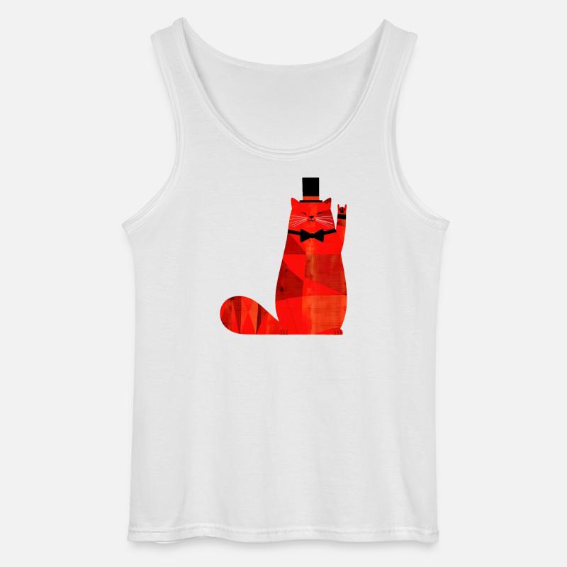 Rote Katze mit Fliege und Zylinder - Gildan Männer Tank Top - Weiß