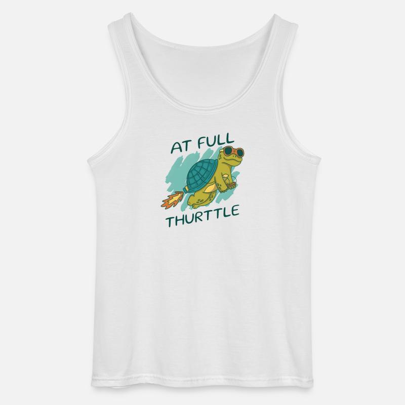 At Full Thurttle – Funny Rocket Turtle - Gildan Men’s Tank Top - white