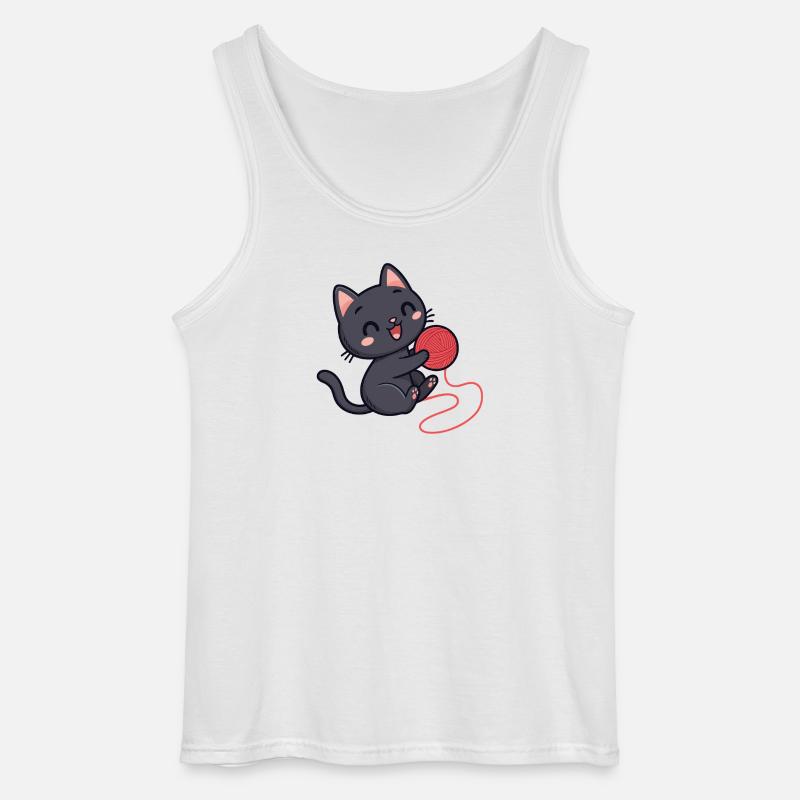 Red wool kitten soft pattern - Gildan Men’s Tank Top - white