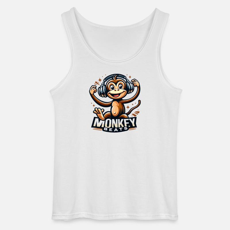 Monkey Beats Kopfhörer DJ - Gildan Männer Tank Top - Weiß