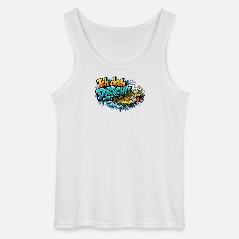 I Shoot Cod Graffiti Fish - Gildan Men’s Tank Top - white